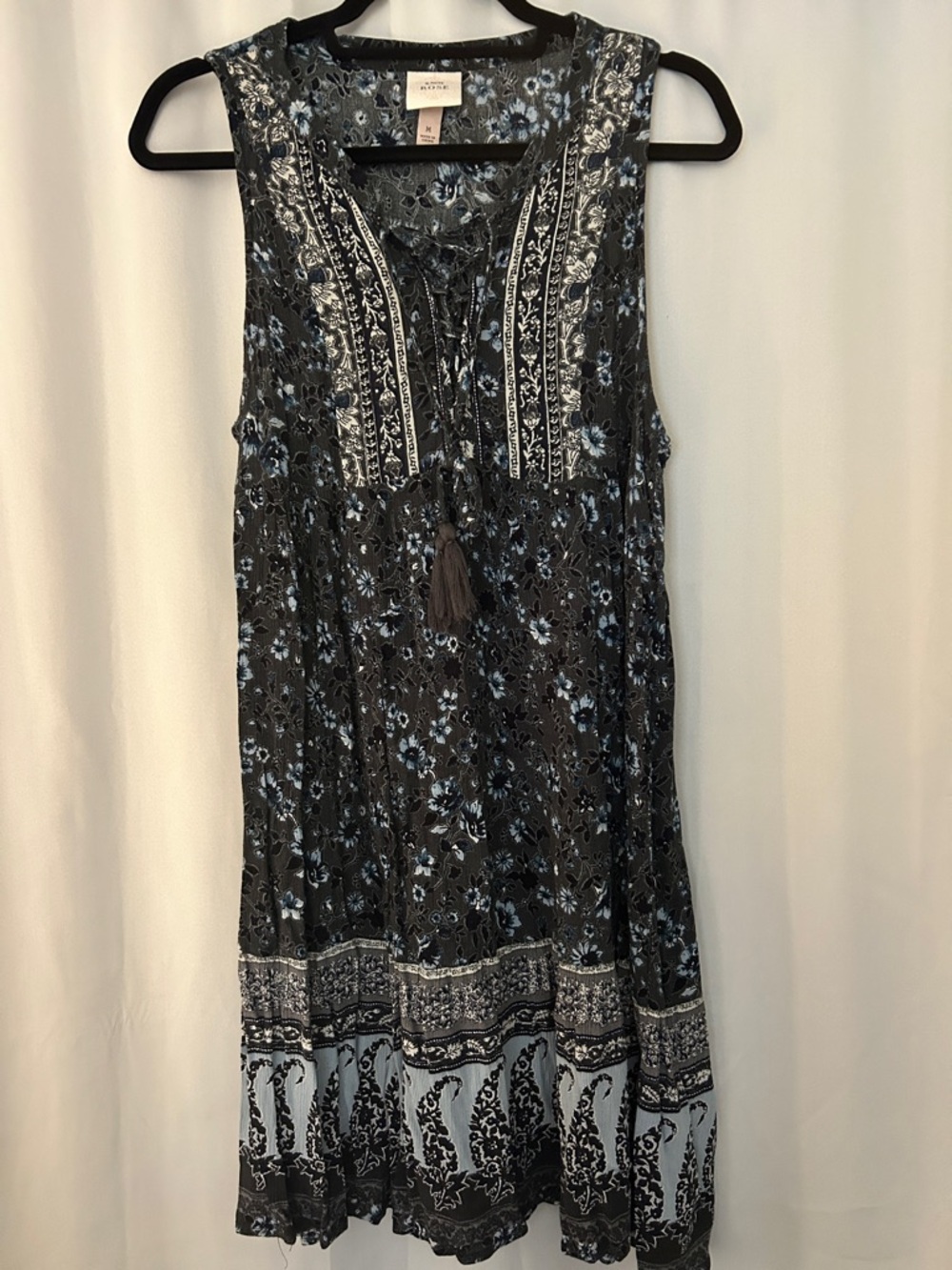 Knox Rose Blue Floral Sleeveless Mini Dress Medium